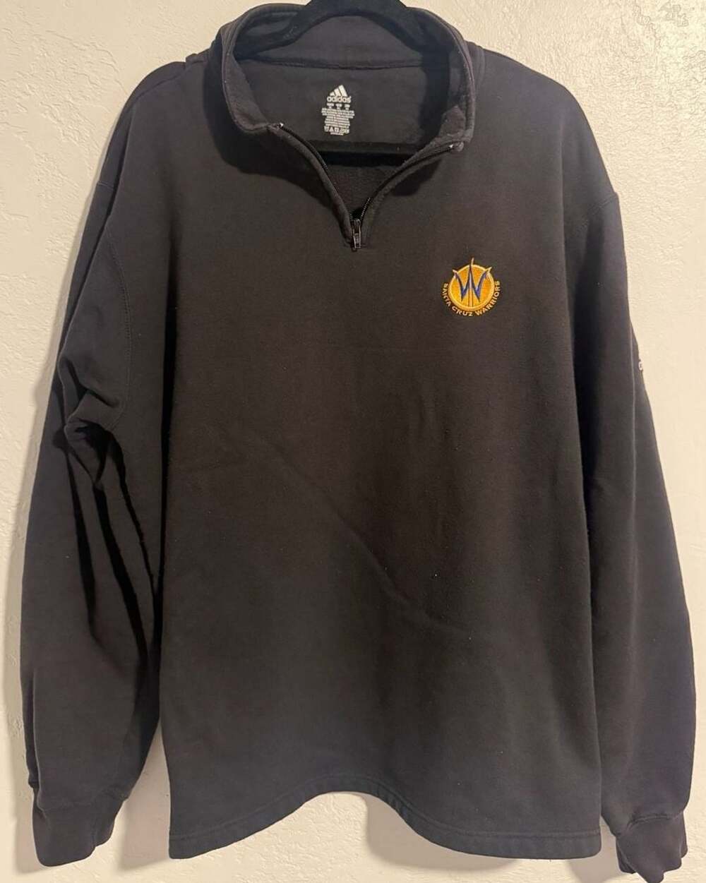 Adidas Santa Cruz Warriors 1/4 Zip Pullover Size XL Black